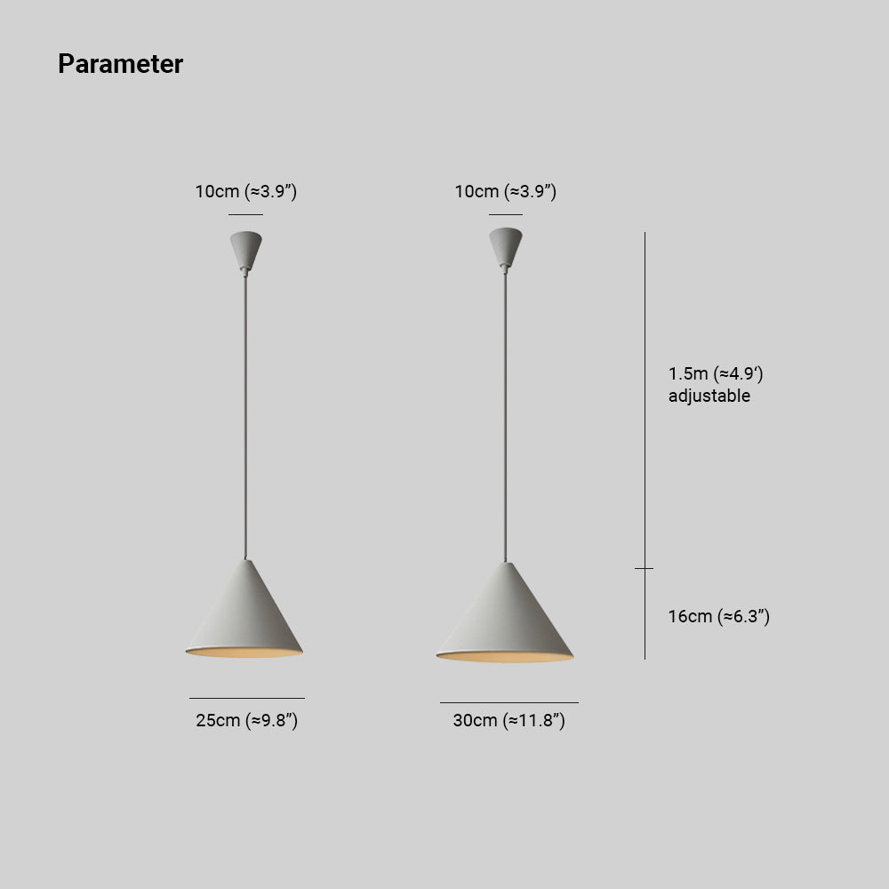 Carins Lampada a Sospensione Metallo Grigio Cono Minimalista