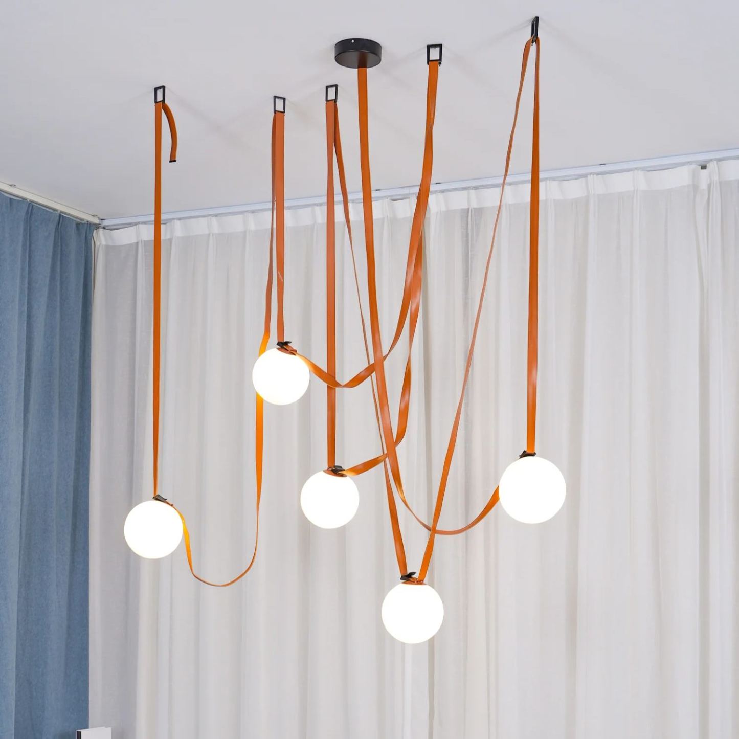 Valentina Modern Unusual Leather Canvas Pentand Light Living Room Bedroom