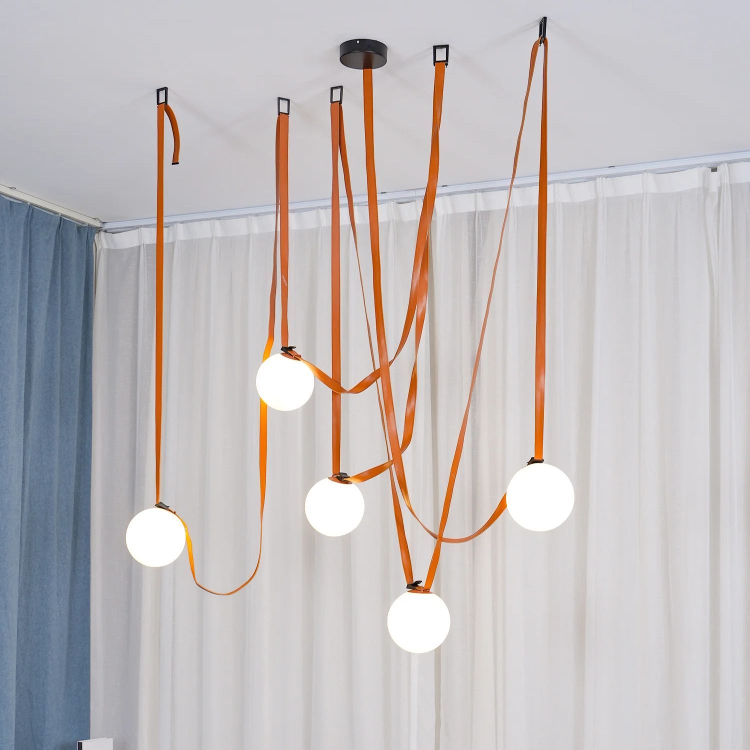 Valentina Modern Unusual Leather Canvas Pentand Light Living Room Bedroom