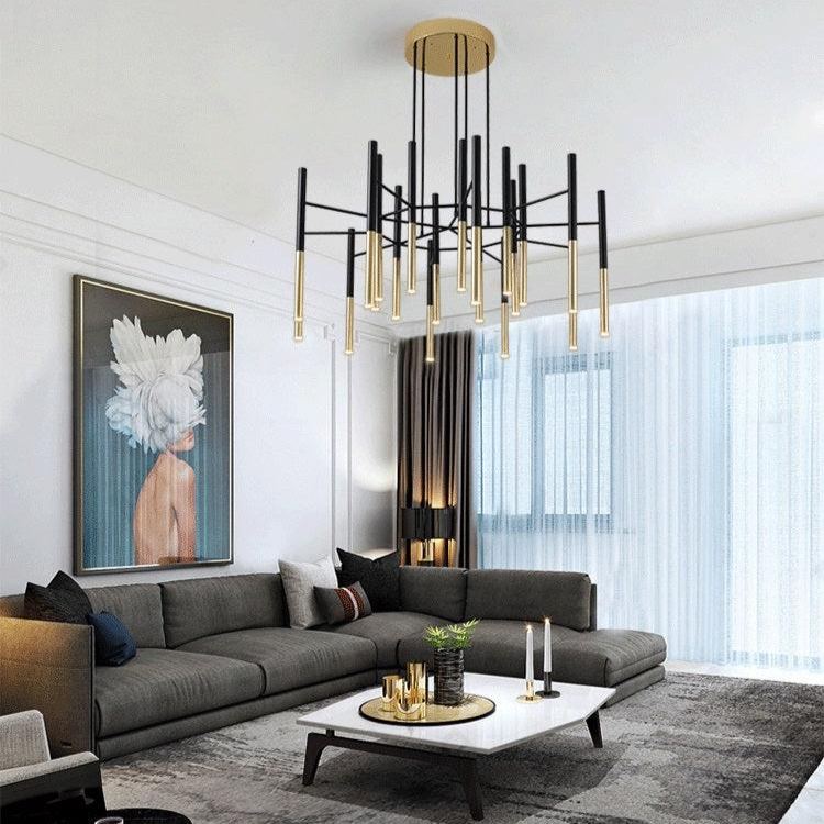 Marilyn Modern Tubular Metal Chandelier Living Room Hallway Bedroom