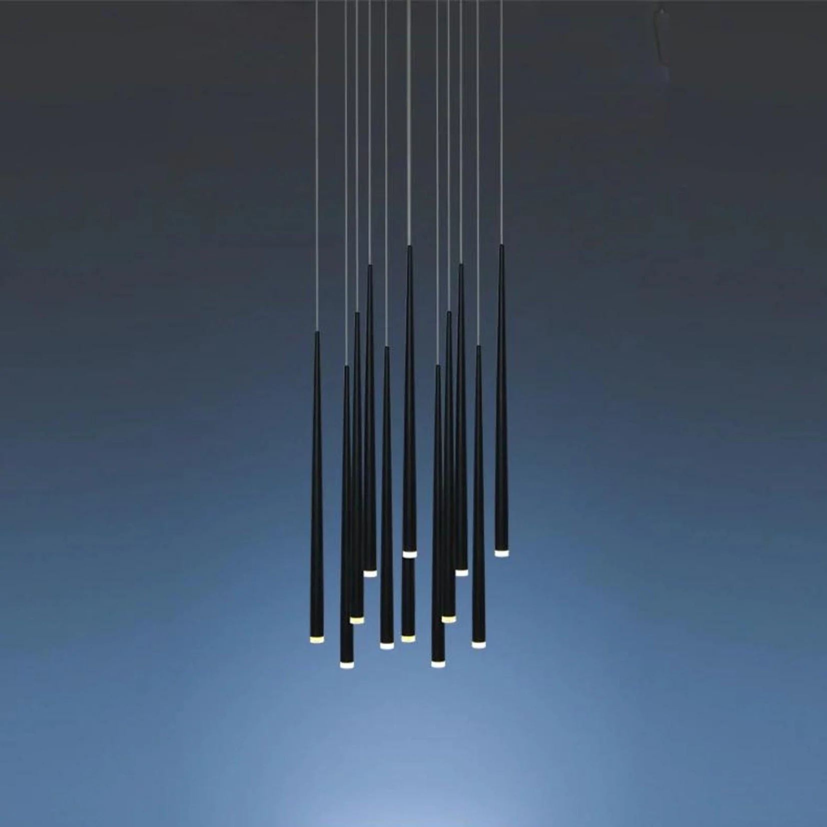 Edge Modern Slender Cone Metal Chandelier Hallway Living Room