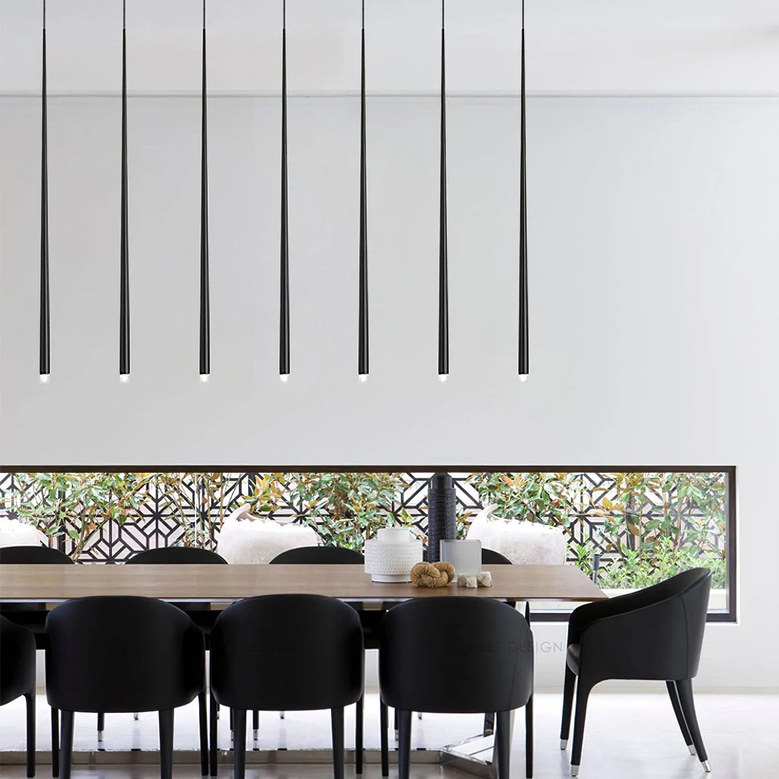 Edge Modern Slender Cone Metal Chandelier Hallway Living Room
