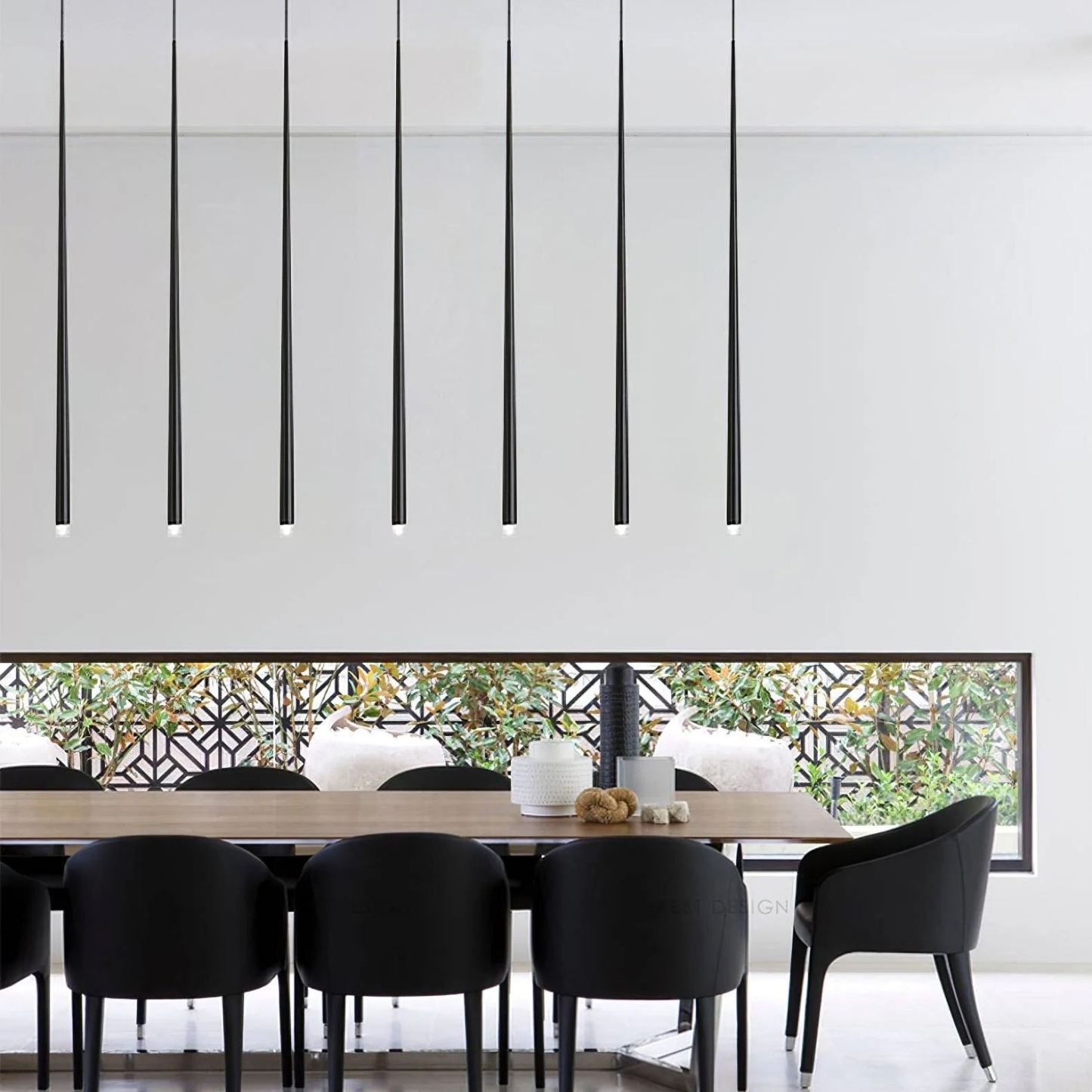 Edge Modern Slender Cone Metal Chandelier Hallway Living Room