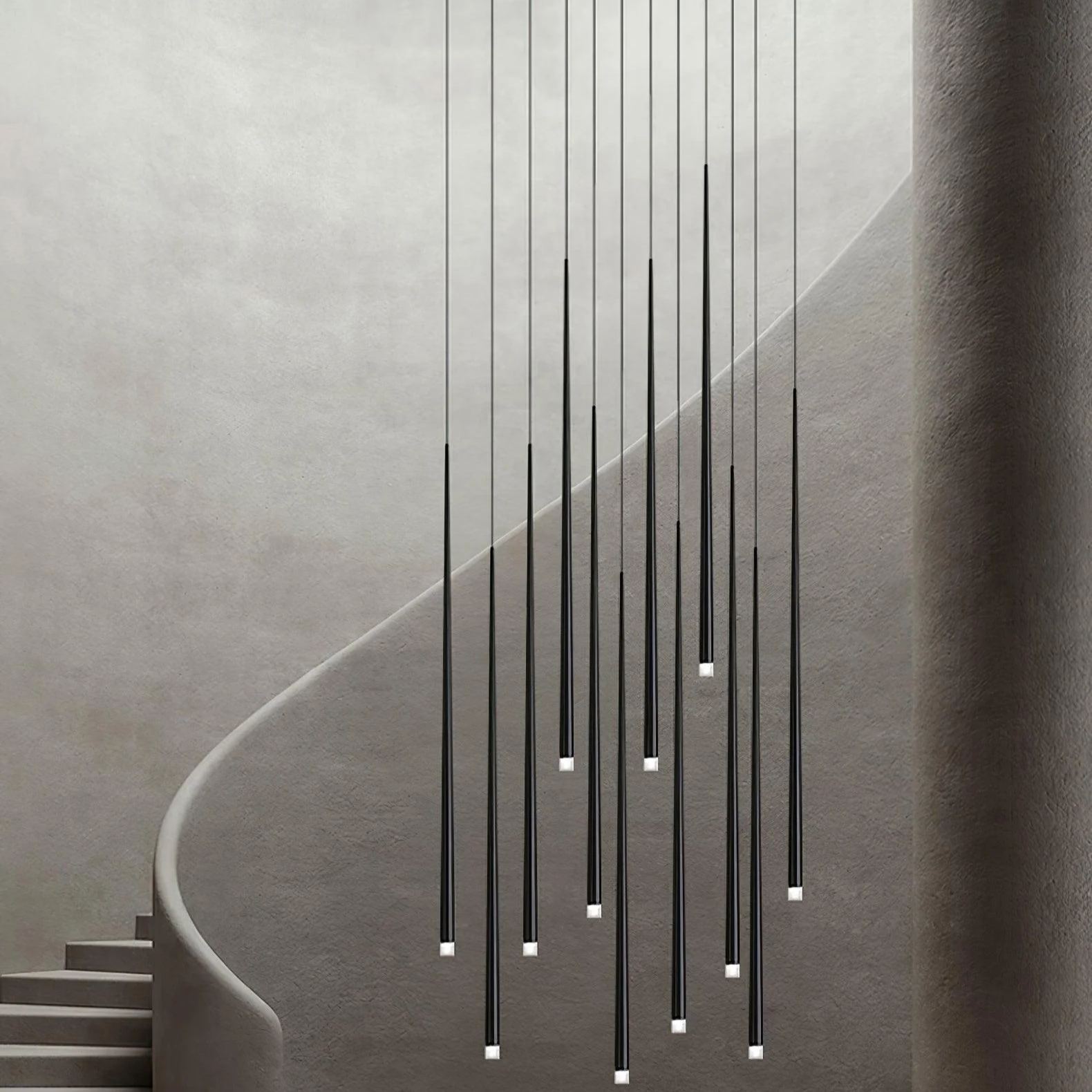 Edge Modern Slender Cone Metal Chandelier Hallway Living Room