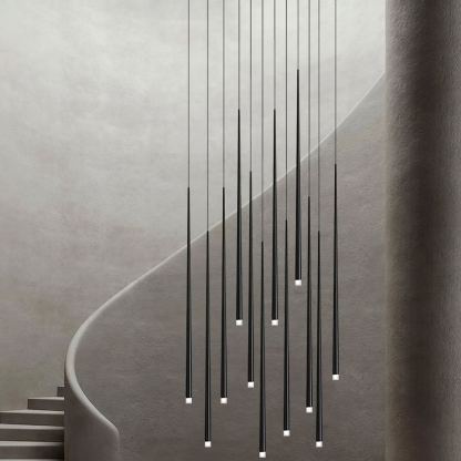 Edge Modern Slender Cone Metal Chandelier Hallway Living Room