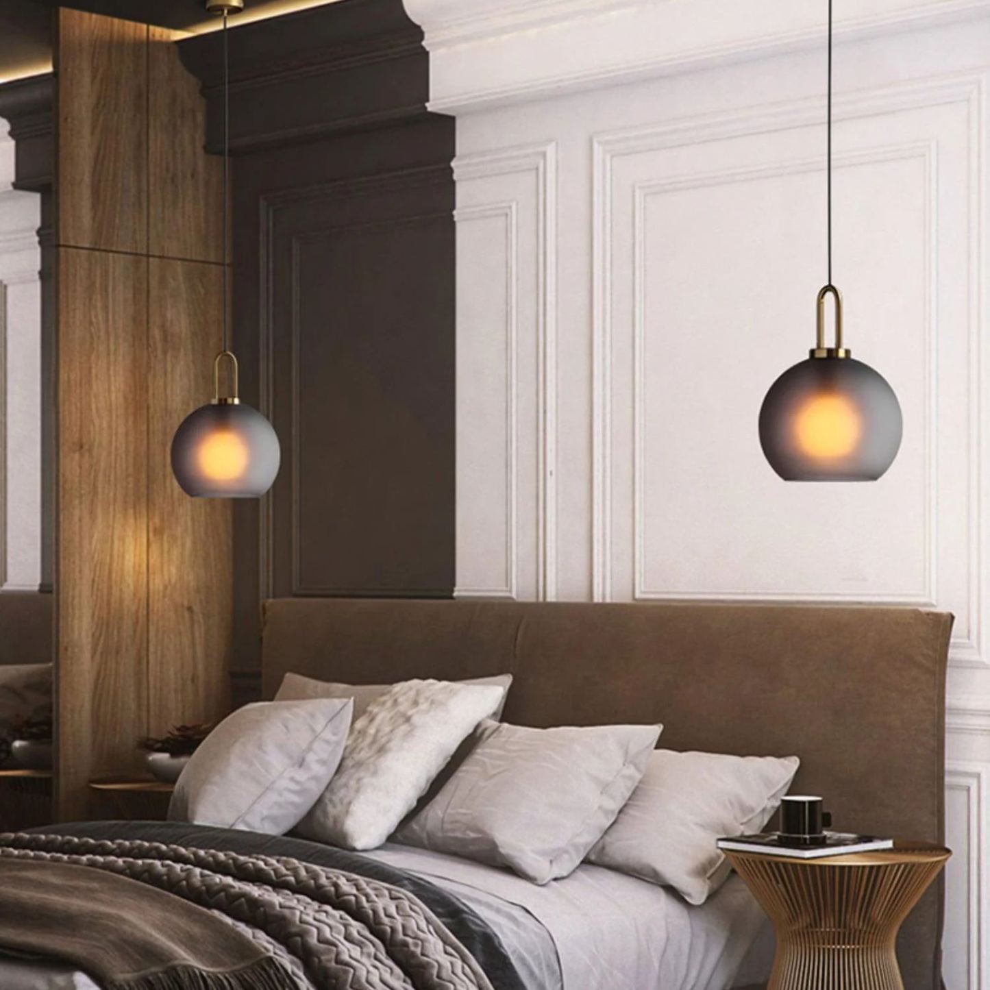 Hailie Modern Round Glass Pendant Light Bedroom Hallway Living Room