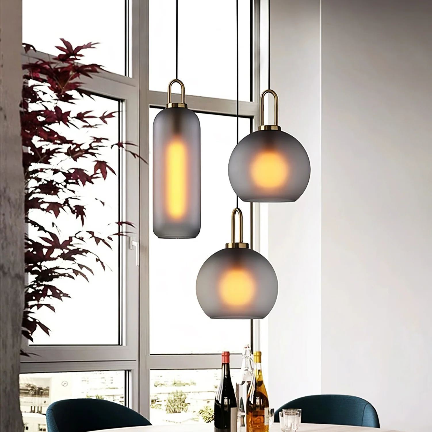 Hailie Modern Round Glass Pendant Light Bedroom Hallway Living Room
