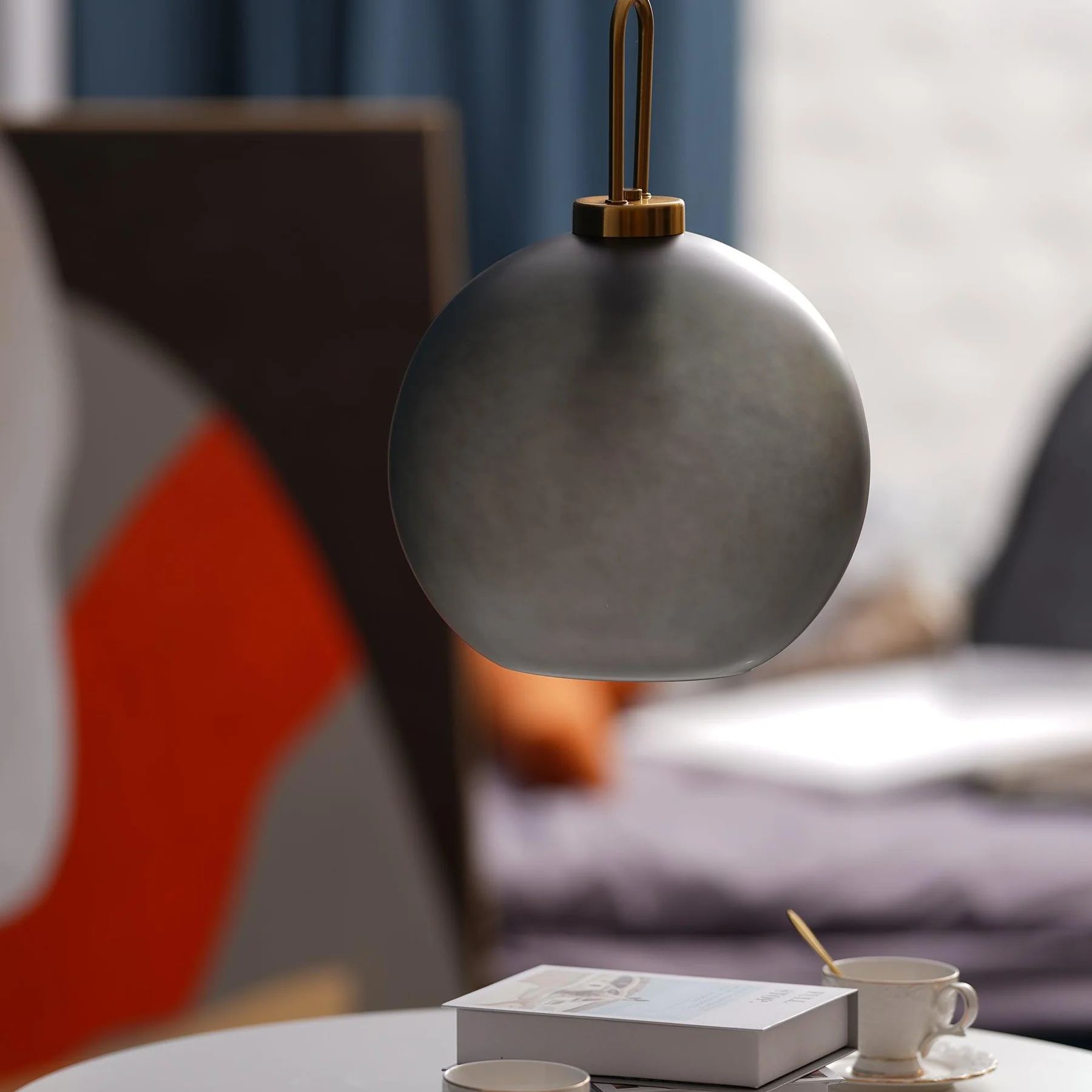 Hailie Modern Round Glass Pendant Light Bedroom Hallway Living Room