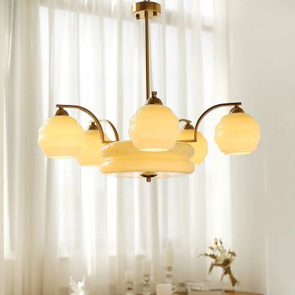 Valentina Vintage Classical Brass Glass Chandelier Living Dining Room