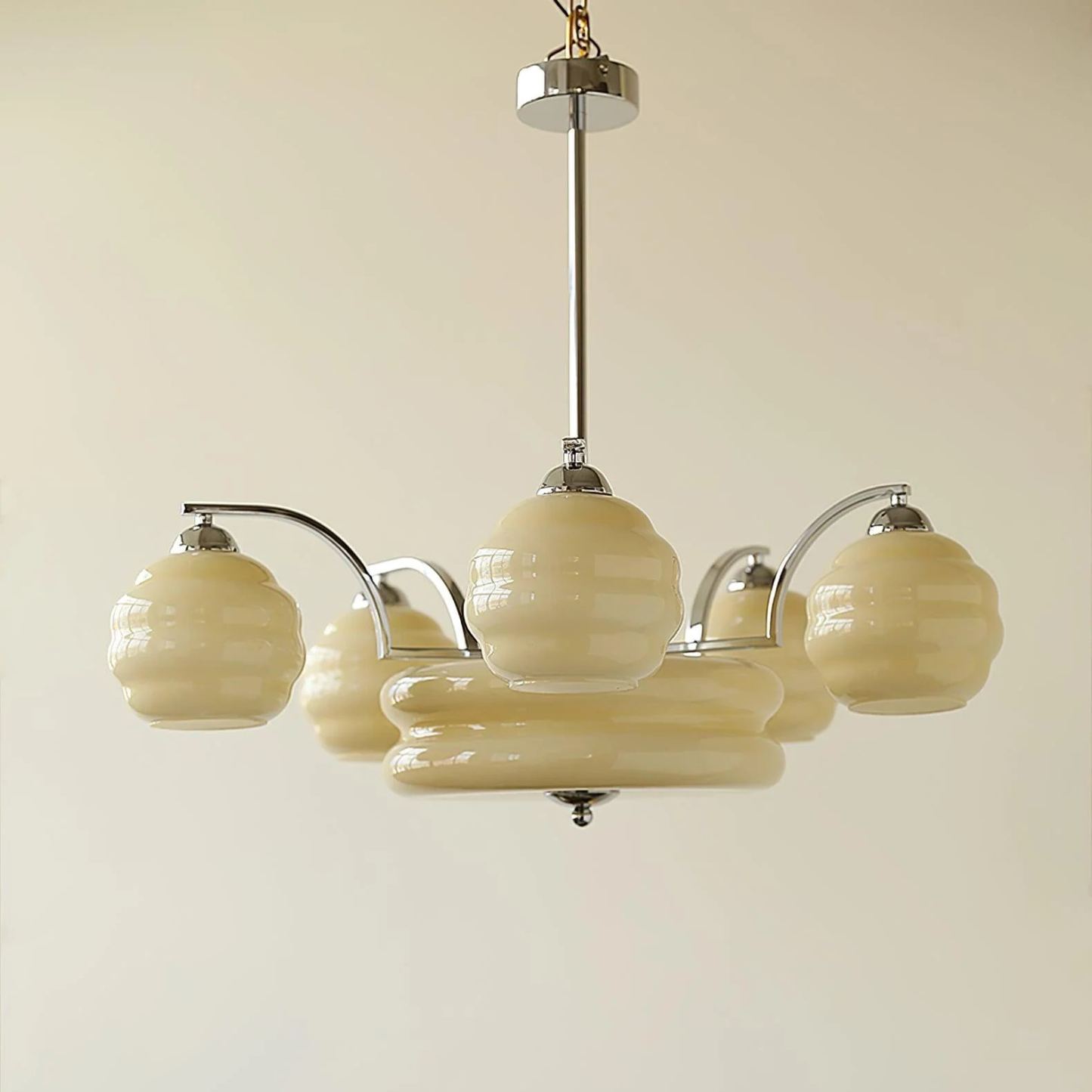 Valentina Vintage Classical Brass Glass Chandelier Living Dining Room