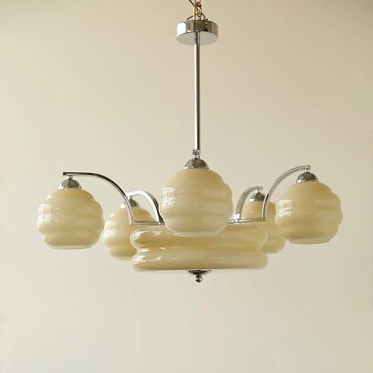 Valentina Vintage Classical Brass Glass Chandelier Living Dining Room