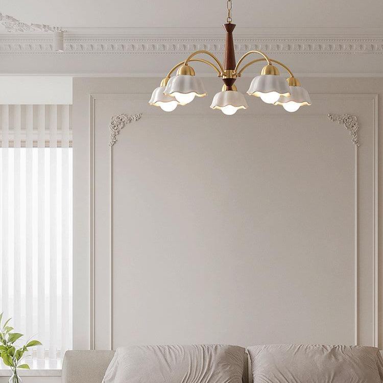 Valentina Vintage Brass Glass Chandelier Shades Living Dining Room