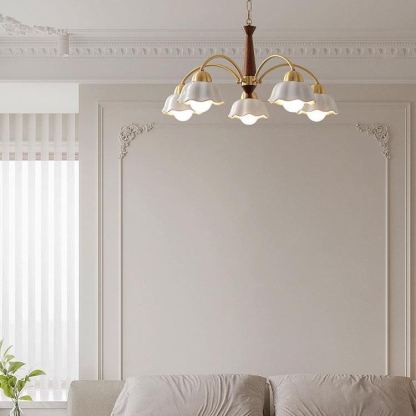 Valentina Vintage Brass Glass Chandelier Shades Living Dining Room