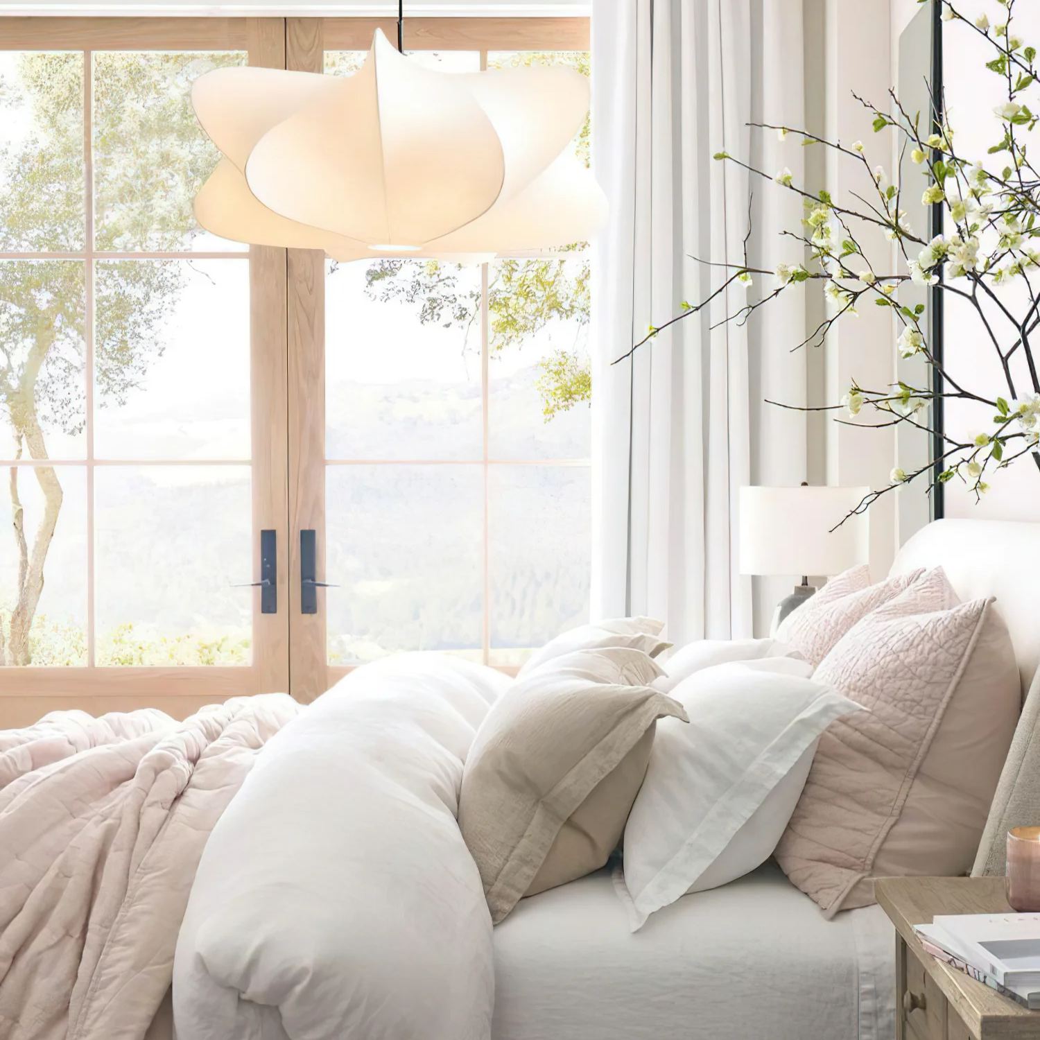 Ozawa Modern Unusual Silk Pendant Light Bedroom Dining Room