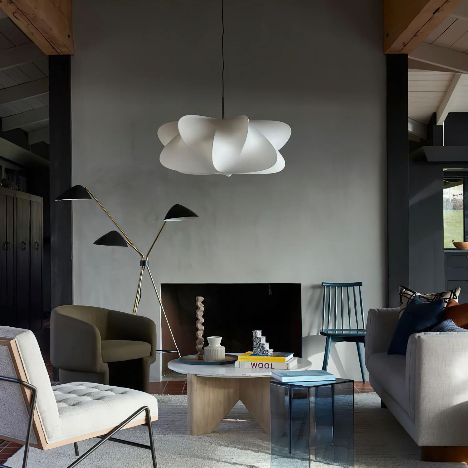 Ozawa Modern Unusual Silk Pendant Light Bedroom Dining Room