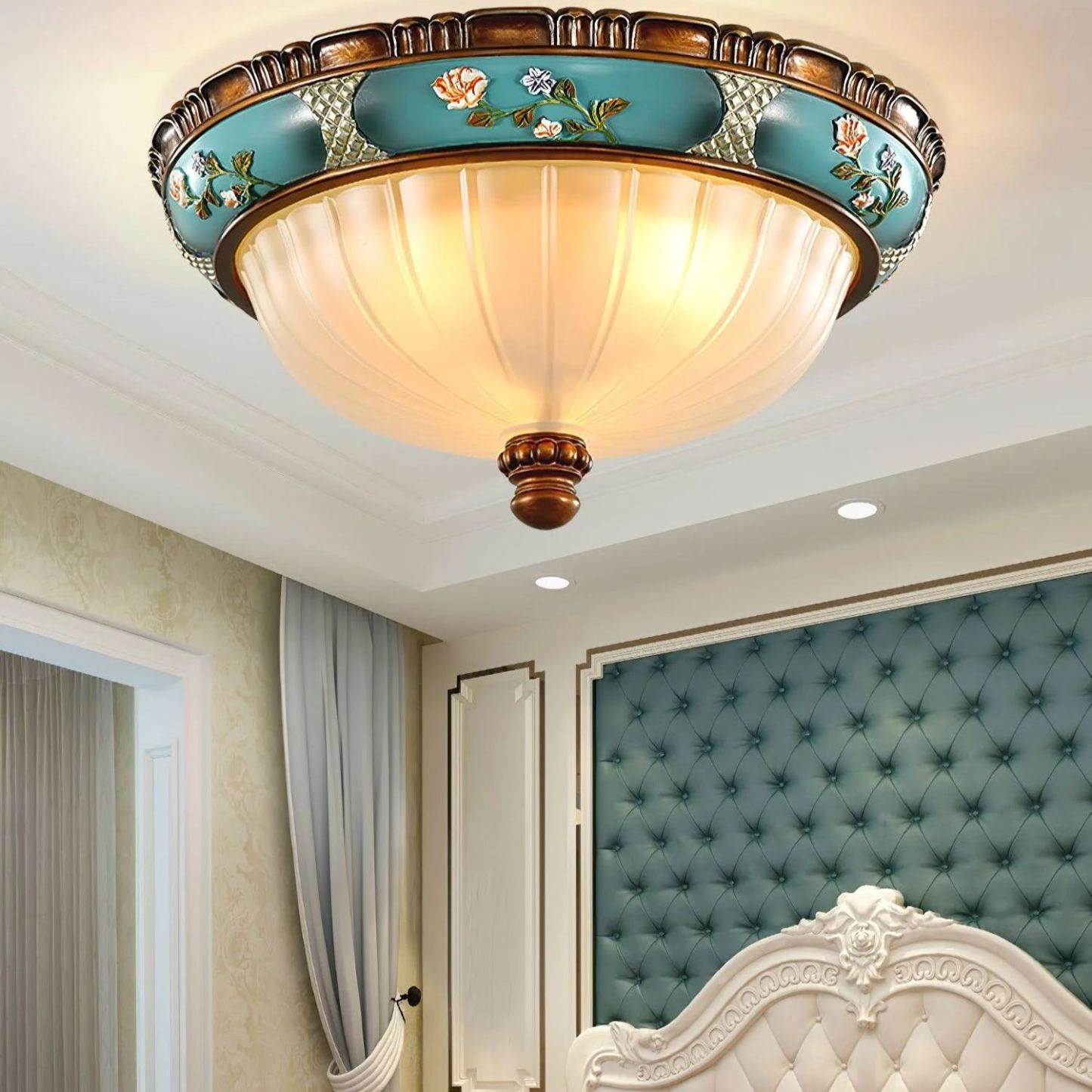 Alessio Vintage Classical Round Glass Ceiling Light Shades Bedroom