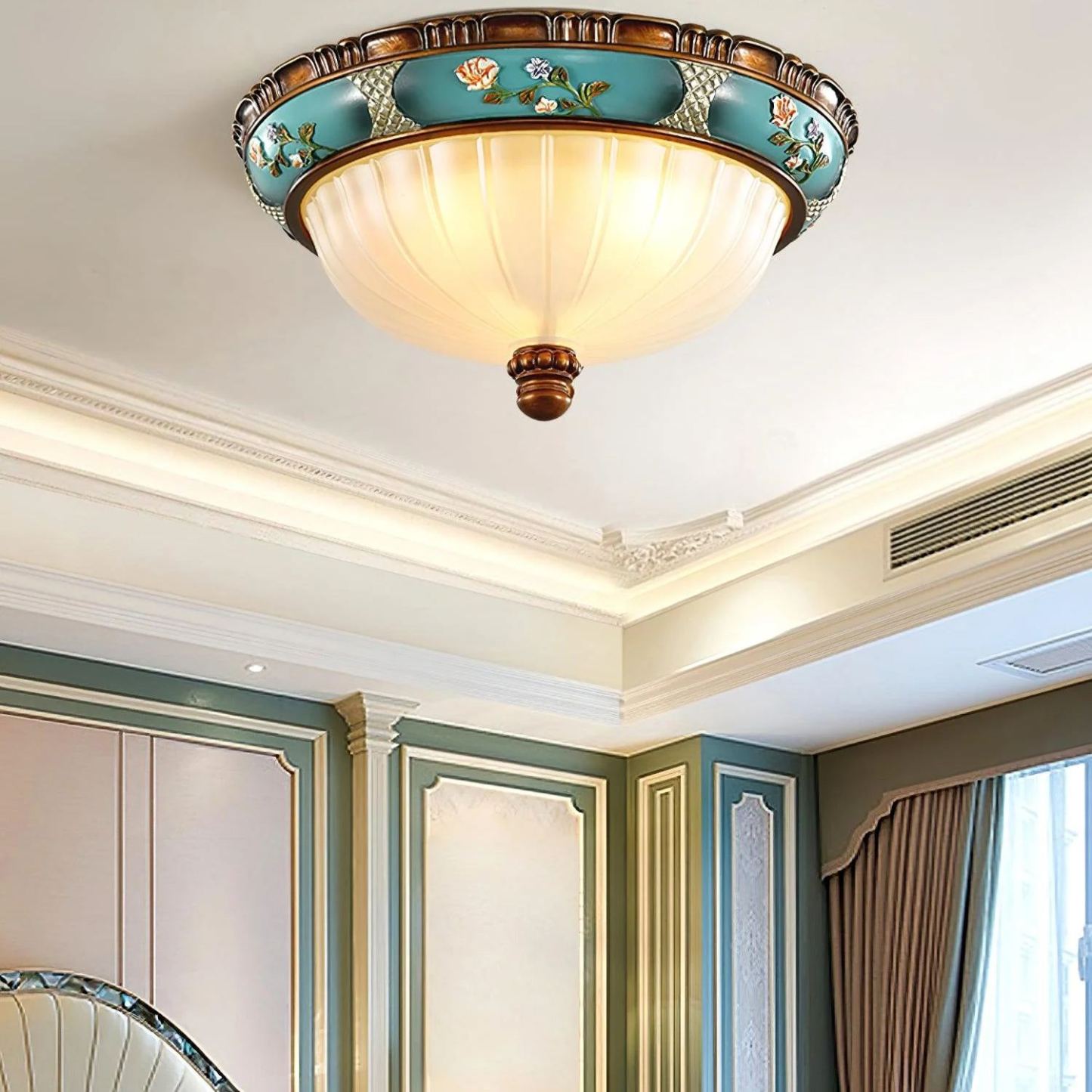 Alessio Vintage Classical Round Glass Ceiling Light Shades Bedroom