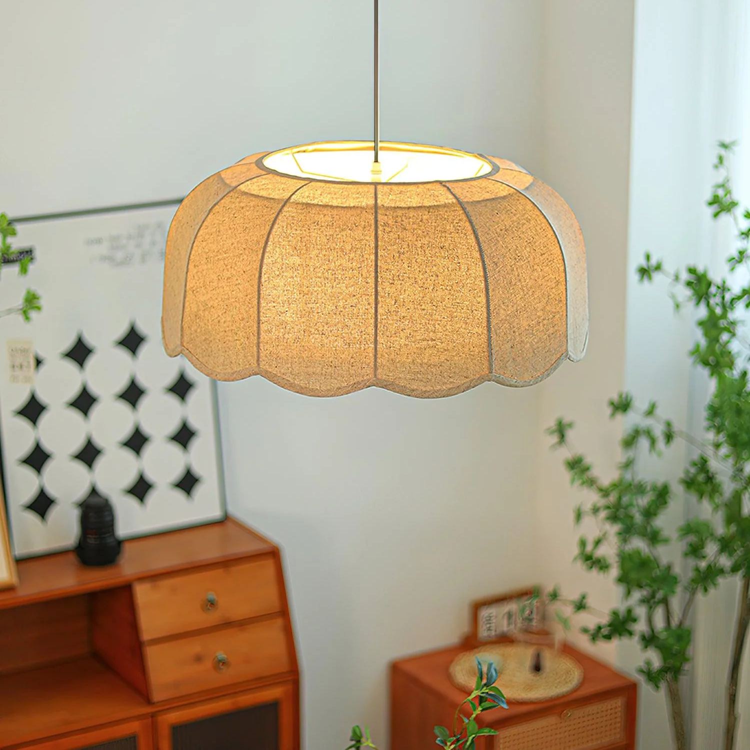 Renée Cottage Banana Leaf Fabric Pendant Light Shades Bedroom Living Room