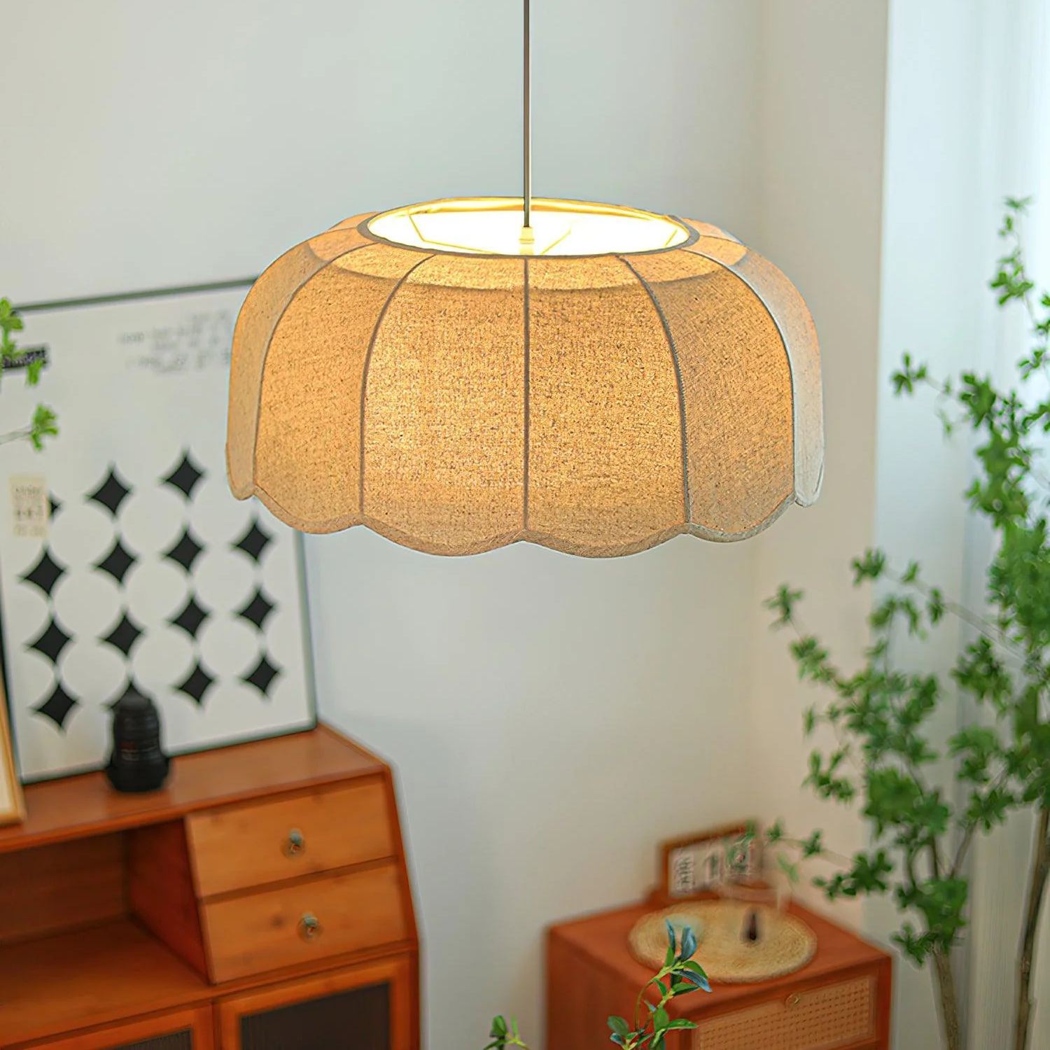 Renée Cottage Banana Leaf Fabric Pendant Light Shades Bedroom Living Room