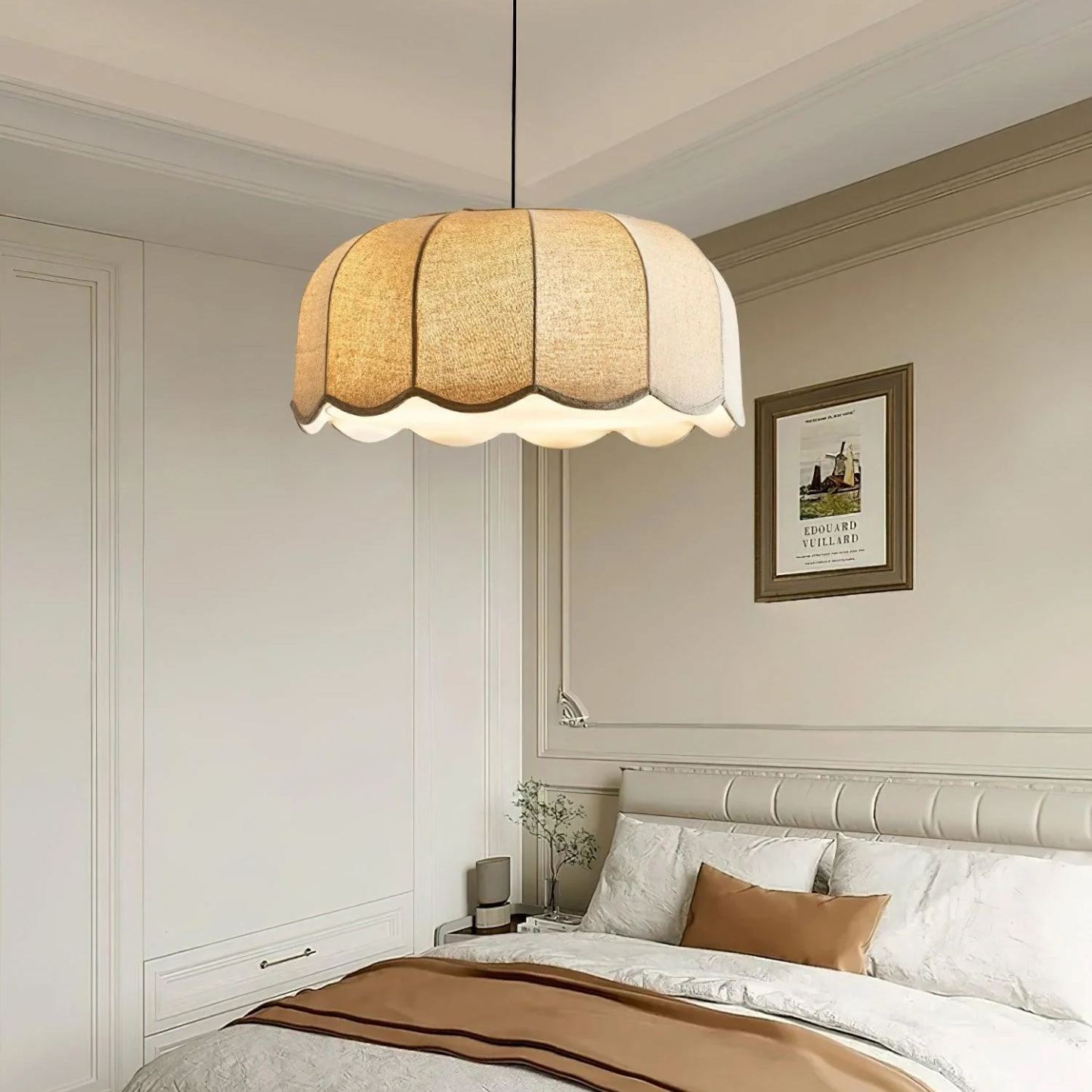Renée Cottage Banana Leaf Fabric Pendant Light Shades Bedroom Living Room