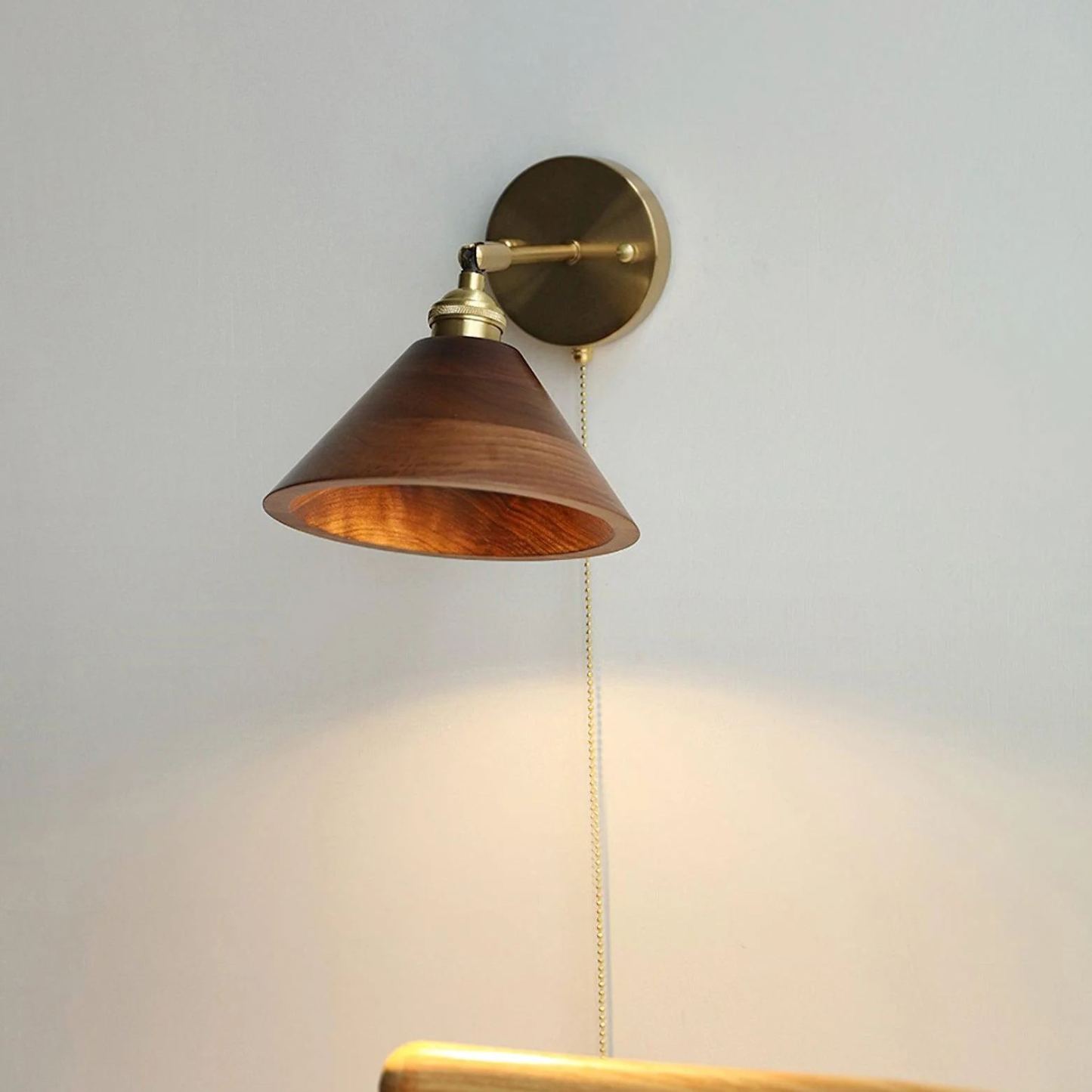 Alessio Vintage Round Wood Wall Light Bedroom Hallway Living Room