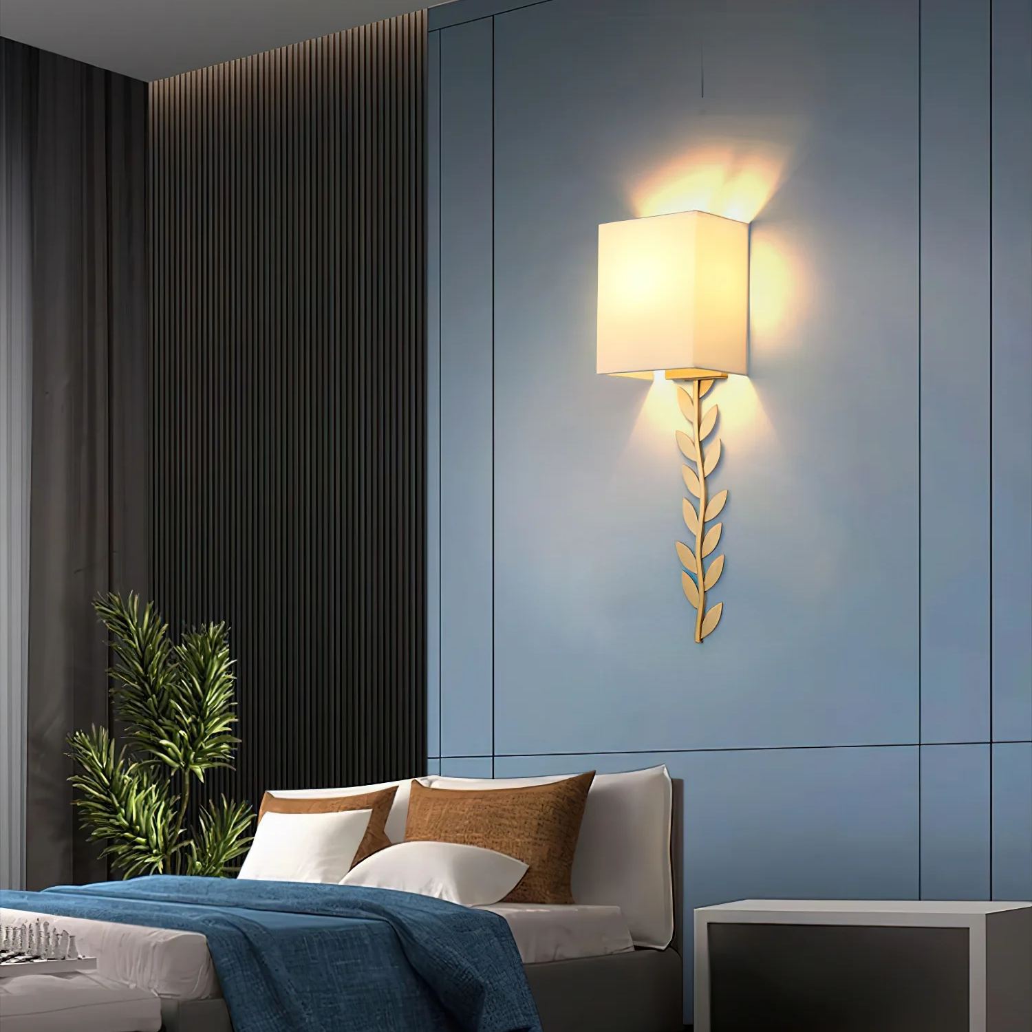 Valentina Modern Minimalism  Wall Lamp Metal Fabric Bedroom  Dining Room