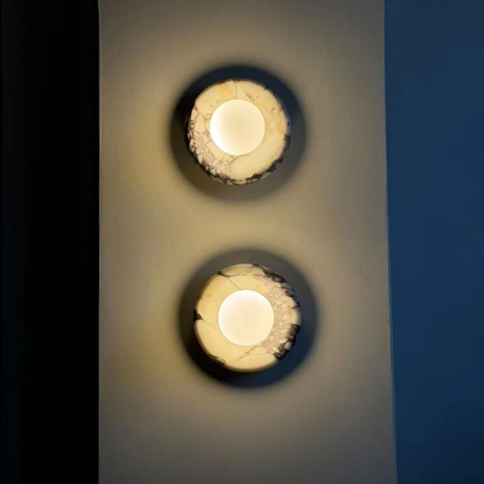 Elif Modern Round Marble Wall Light Shades Bedroom Living Room