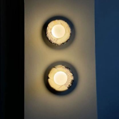 Elif Modern Round Marble Wall Light Shades Bedroom Living Room