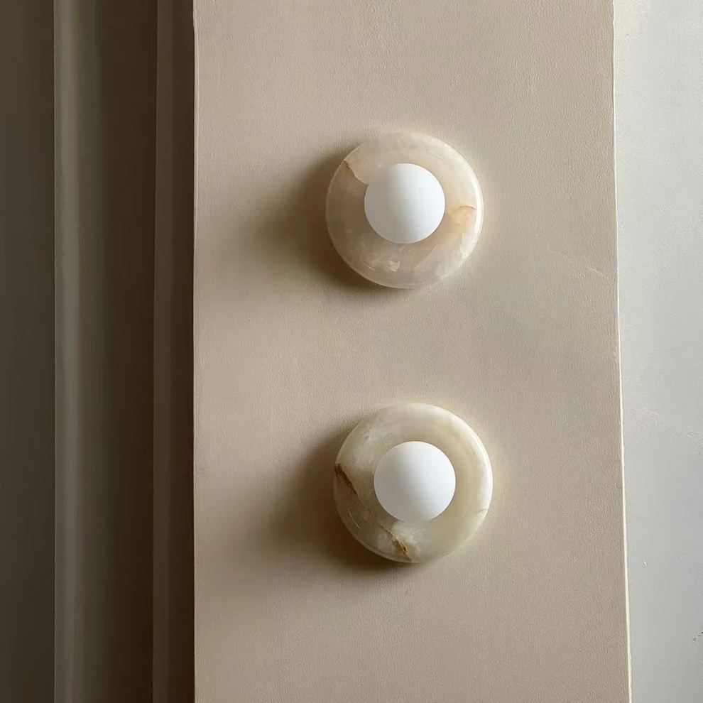 Elif Modern Round Marble Wall Light Shades Bedroom Living Room