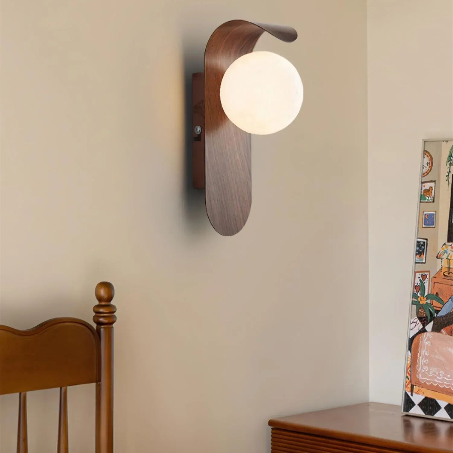 Muto Modern Walnut Ceiling Lamp Bedroom Dining Room