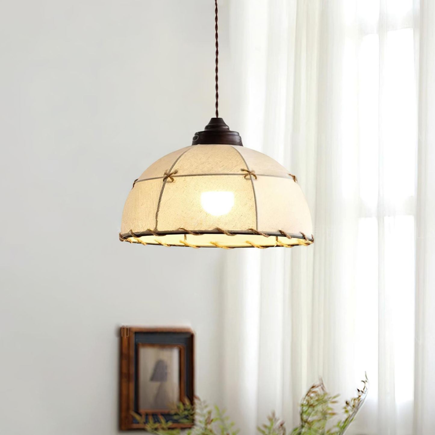 Renée Vintage Rotonda Sospesa Tessuto Lampada a sospensione Paralumi Sala da pranzo