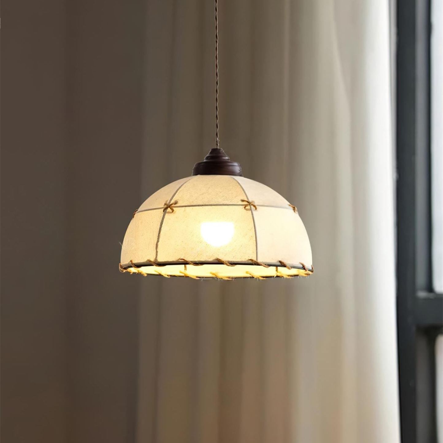 Renée Vintage Rotonda Sospesa Tessuto Lampada a sospensione Paralumi Sala da pranzo
