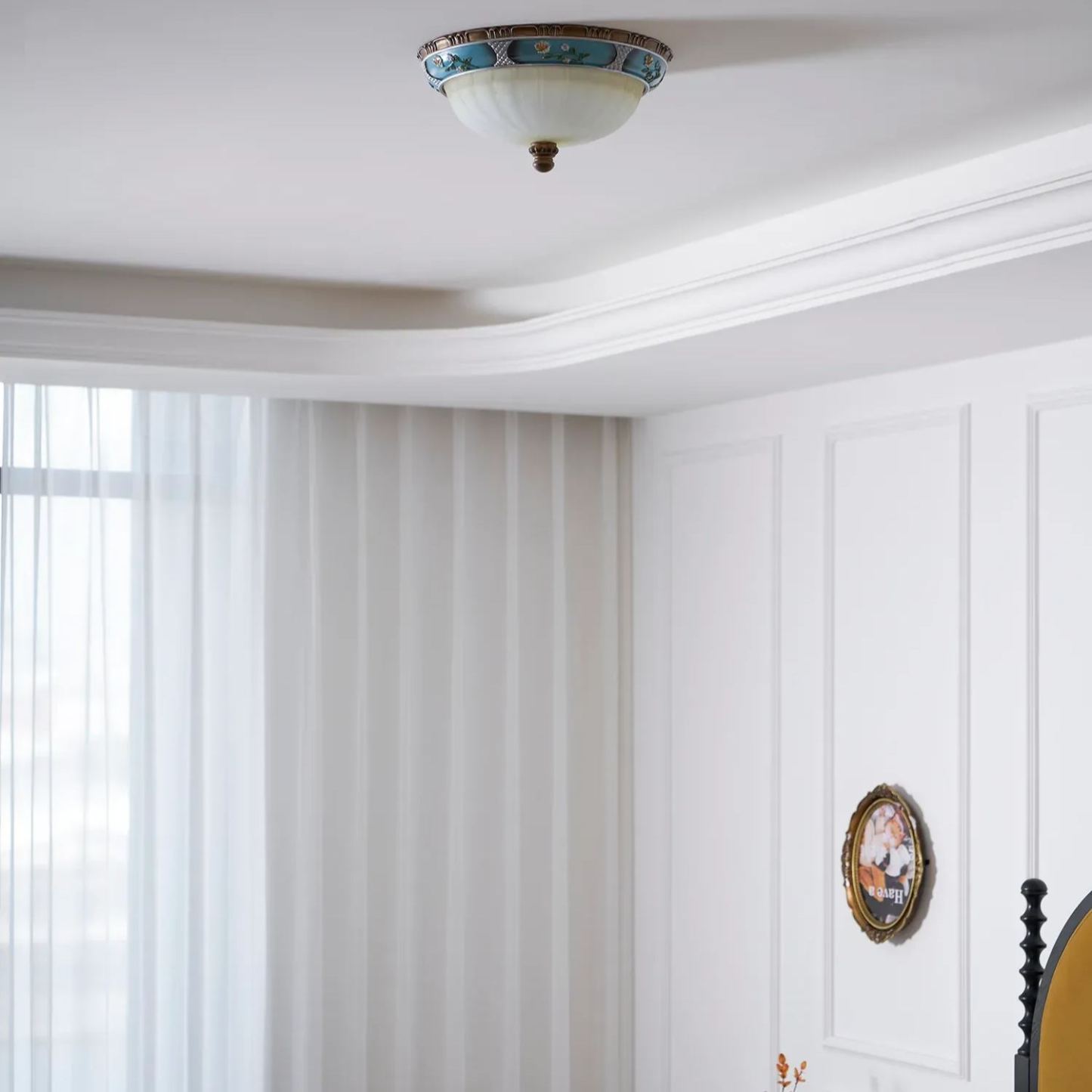 Jade Vintage Classico Rotondo Vetro Soffitto Luce Paralumi Camera da letto