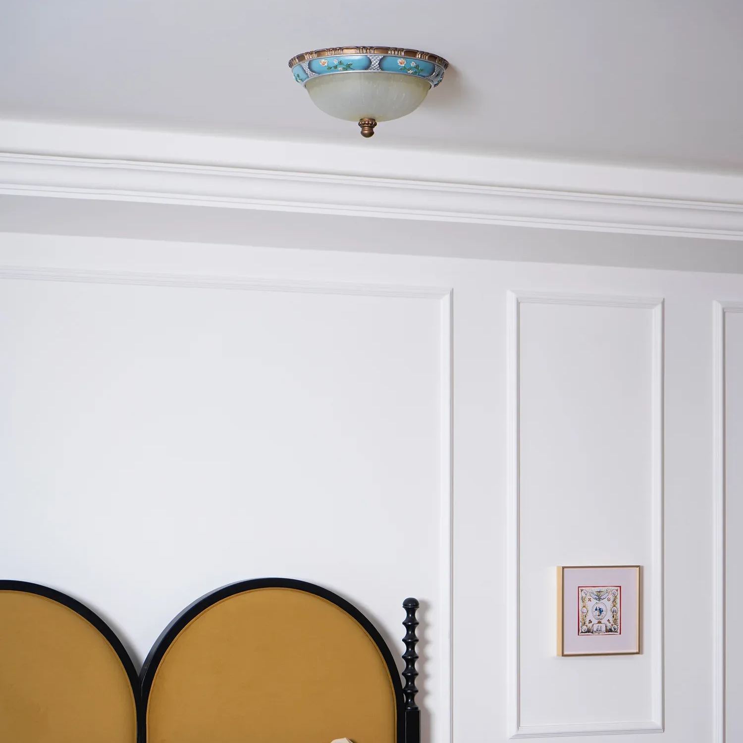 Jade Vintage Classico Rotondo Vetro Soffitto Luce Paralumi Camera da letto