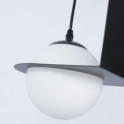 Orr Minimalismo Nero Metallo Vetro Lampada a sospensione Camera da letto Soggiorno
