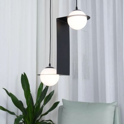 Orr Minimalismo Nero Metallo Vetro Lampada a sospensione Camera da letto Soggiorno
