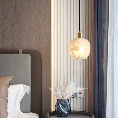 Jade Moderno Rotondo Fiore Metallo Alabastro Sospensione Camera da letto Sala da pranzo