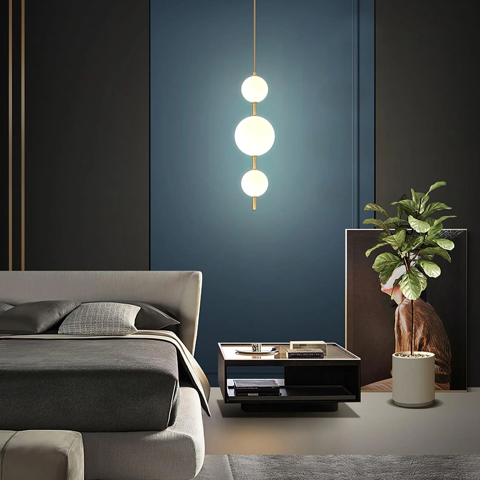 Edge Minimalismo Ottone Nero Metallo Vetro Lampada a Sospensione Camera da Letto Soggiorno