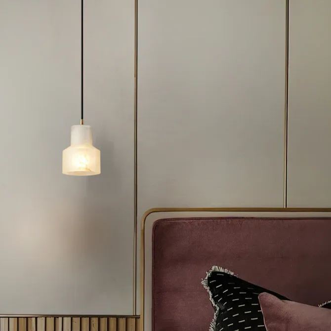 Jade Moderno Rotondo Metallo Alabastro Sospensione Camera da Letto Sala da Pranzo