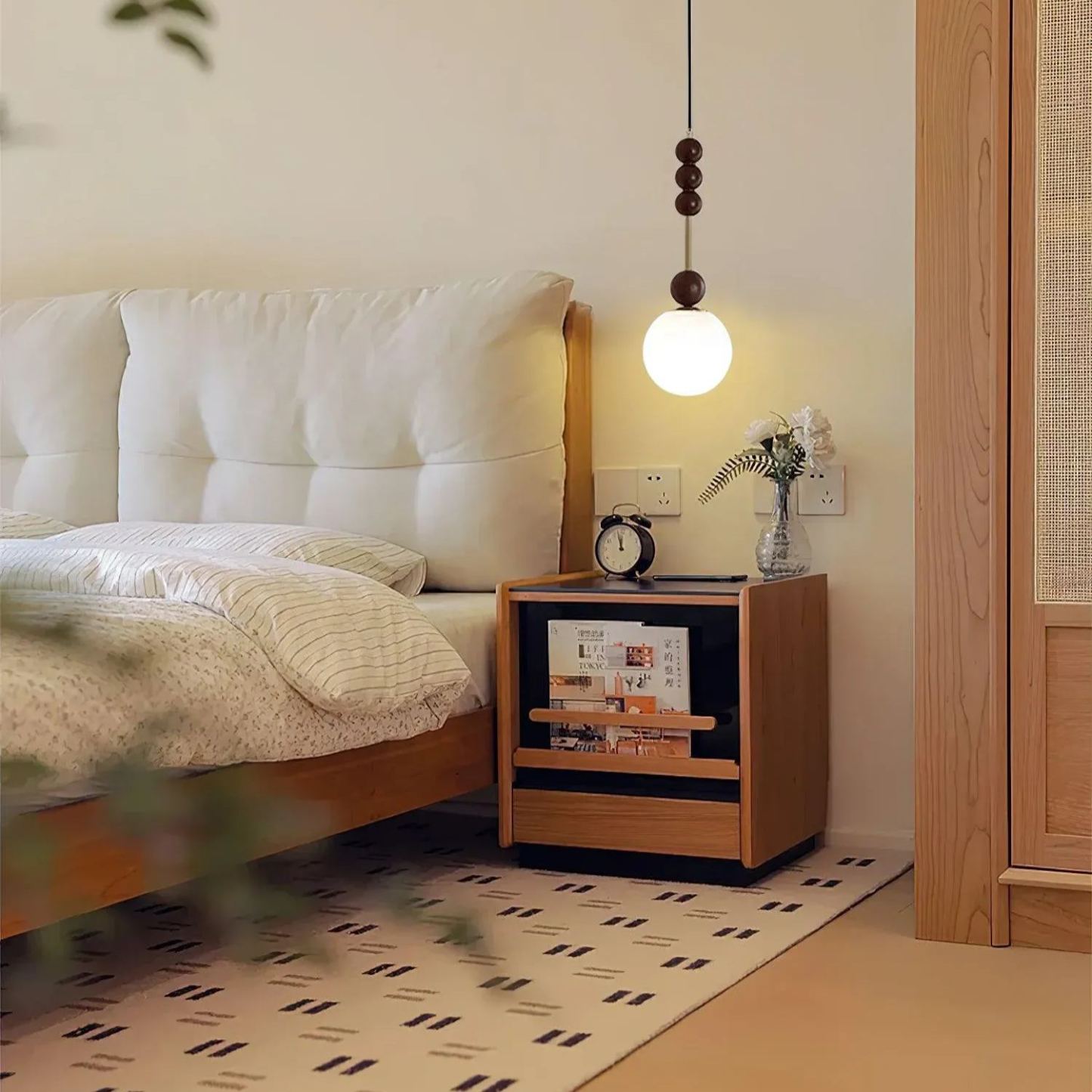 Hailie Minimalismo Metallo Vetro Legno Lampada a Sospensione Camera da Letto Soggiorno