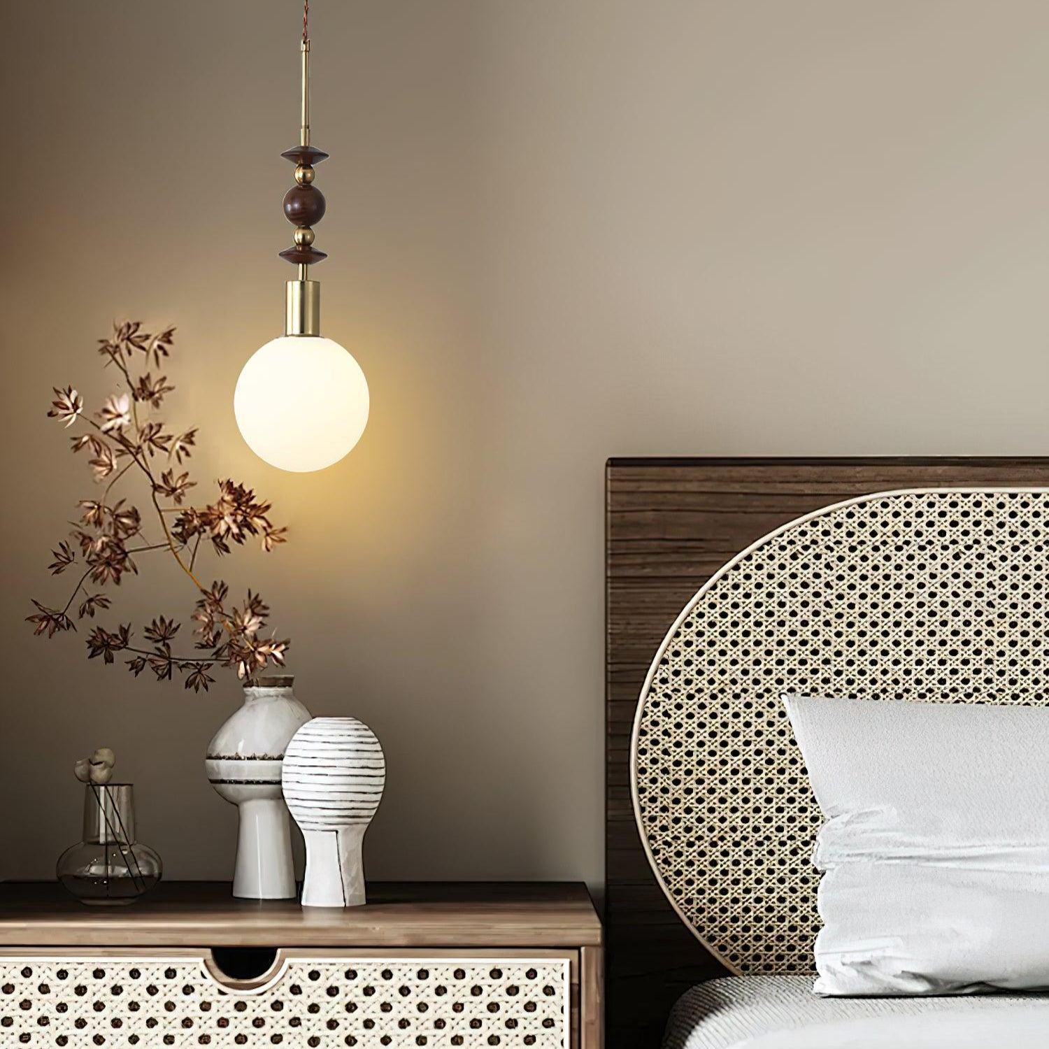 Hailie Minimalismo Metallo Vetro Legno Lampada a Sospensione Camera da Letto Soggiorno