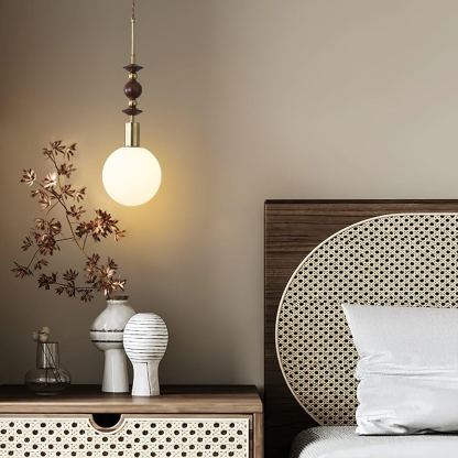 Hailie Minimalismo Metallo Vetro Legno Lampada a Sospensione Camera da Letto Soggiorno