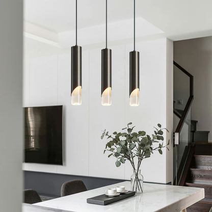 Meza Modern Cylinder Metal Acrylic Pendant Light Bedroom Dining Room