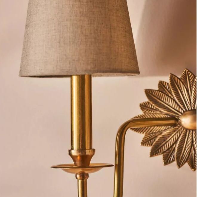 Alessio Vintage Classical Brass Fabric Wall Light Shades Bedroom Living Room