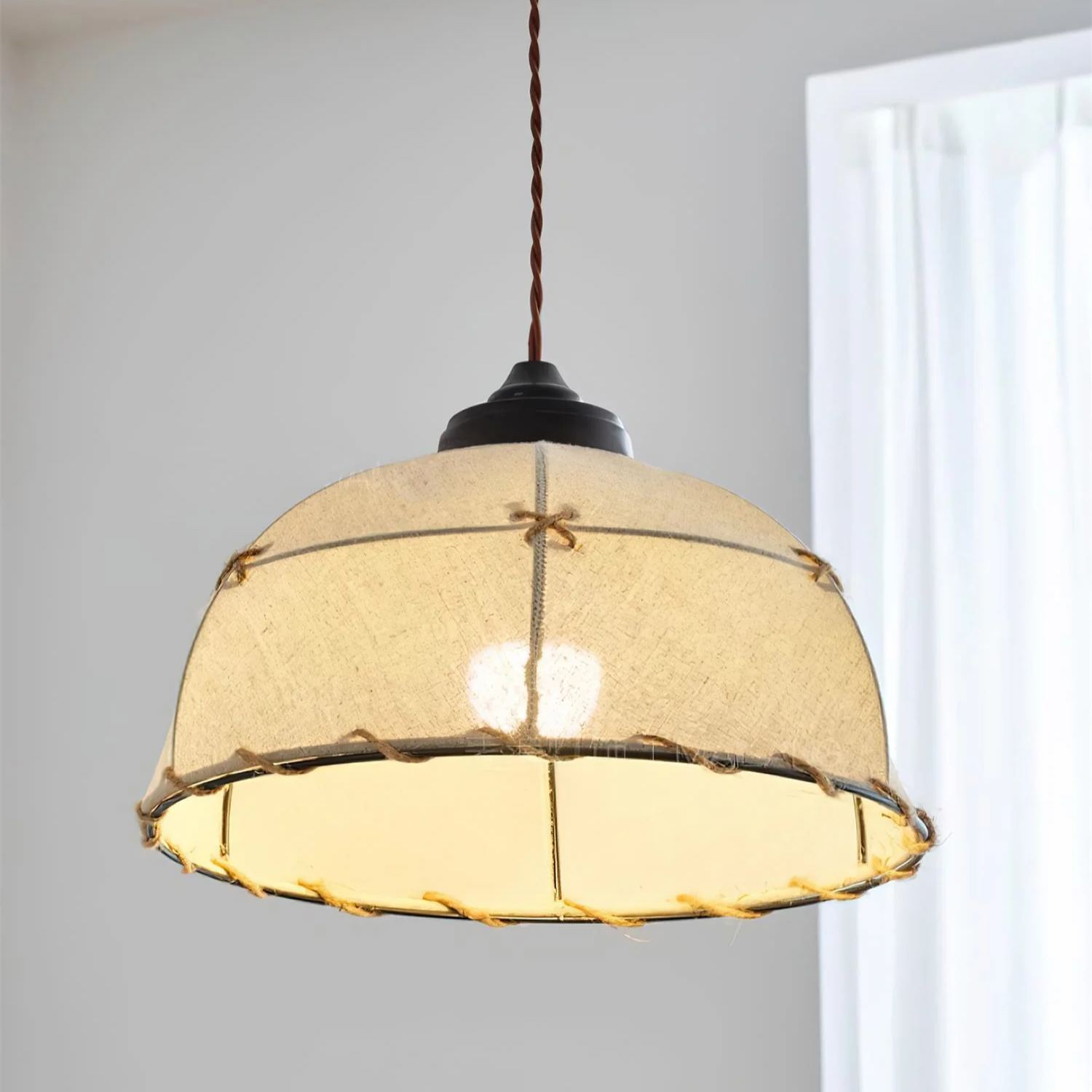 Renée Vintage Rotonda Sospesa Tessuto Lampada a sospensione Paralumi Sala da pranzo