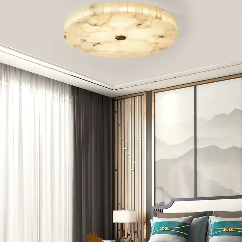 Jade Moderno Minimalismo LED Rotondo Metallo Alabastro Lámpara de techo Camera da letto
