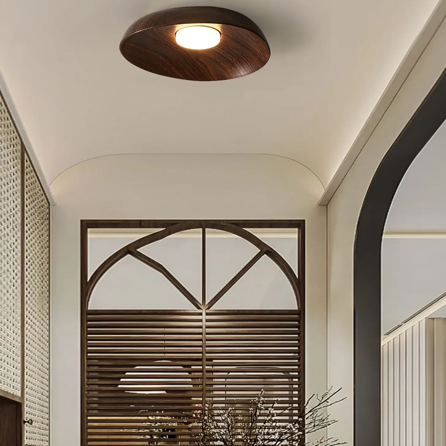 Muto Modern Round Wood Ceiling Light Bedroom Hallway Living Room