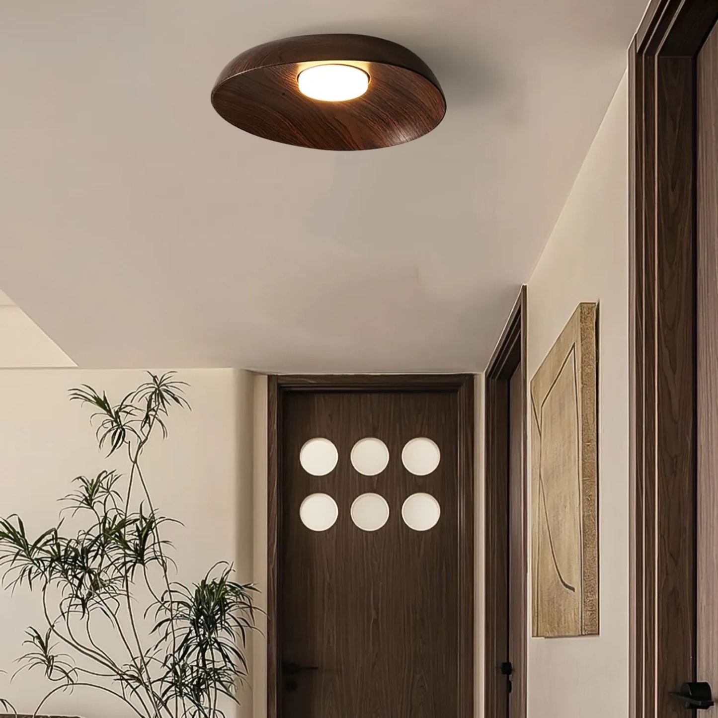 Muto Modern Round Wood Ceiling Light Bedroom Hallway Living Room