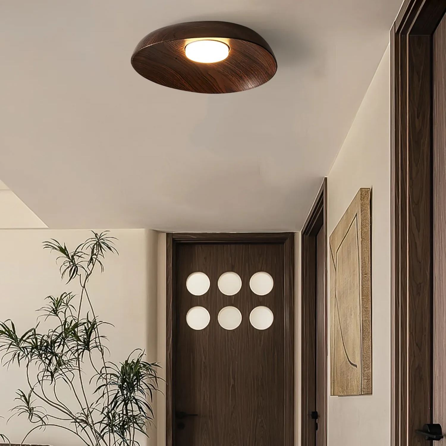 Muto Modern Round Wood Ceiling Light Bedroom Hallway Living Room