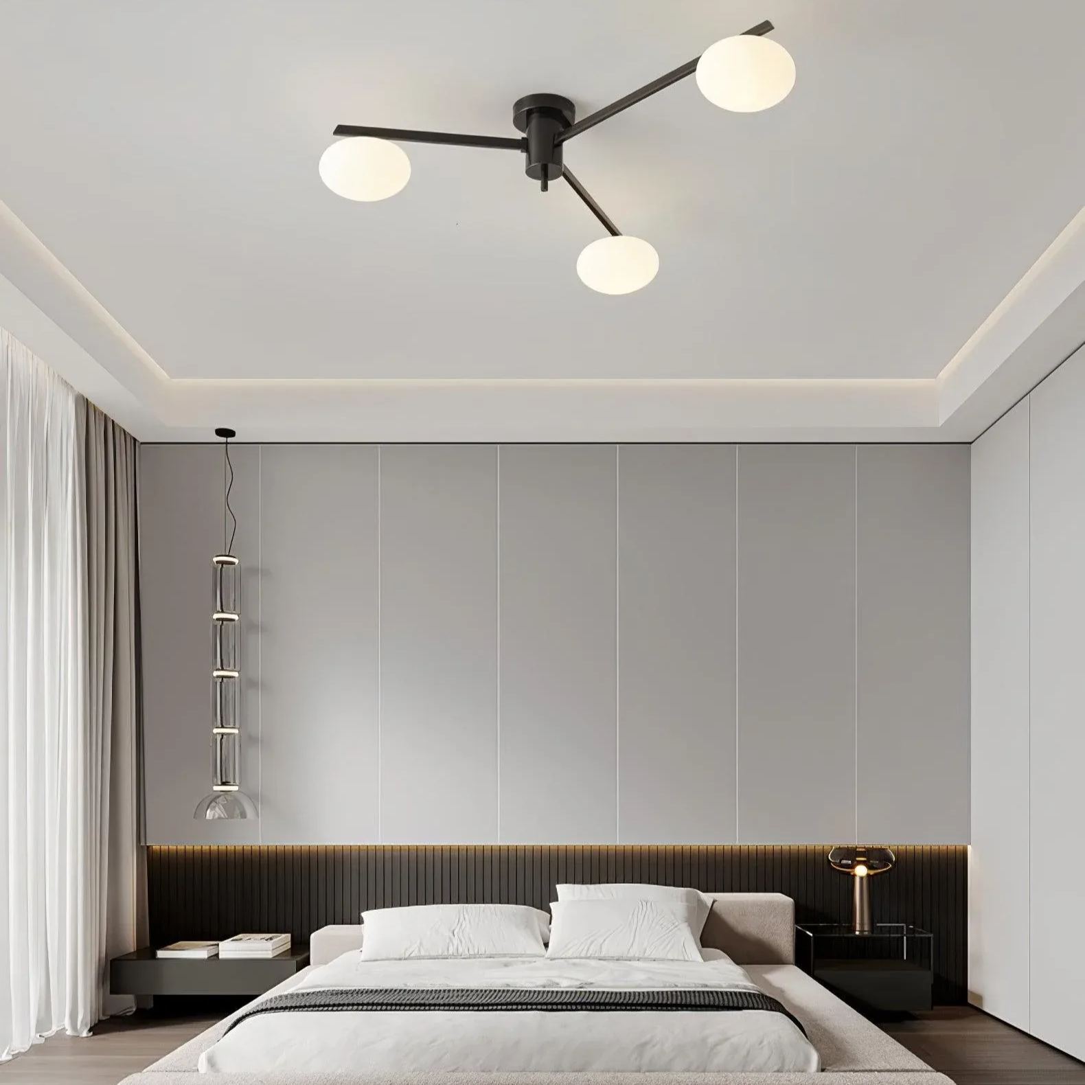 Valentina Minimalismo Metallo Vetro Lampada da Soffitto Camera da Letto Soggiorno
